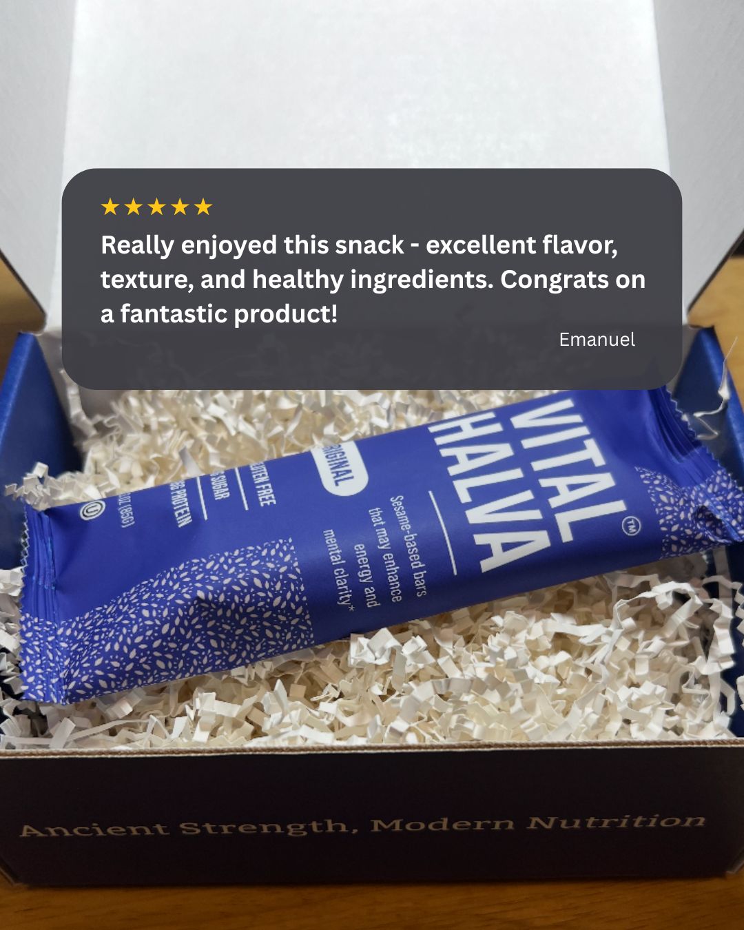 Testimonial of someone who liked Vital Halva Original bar