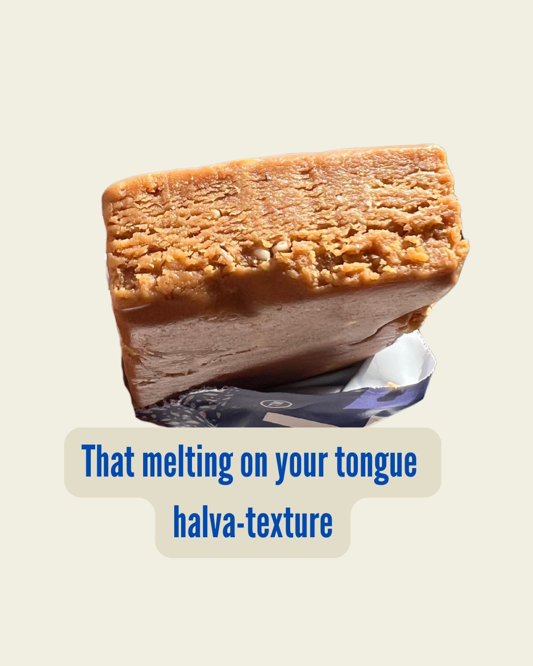 Vital Halva Original bar from the front to see crumbly texture