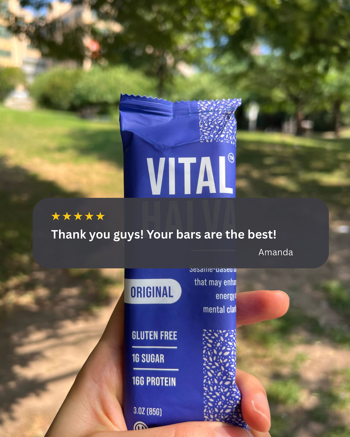Testimonial of someone who liked Vital Halva Original bar